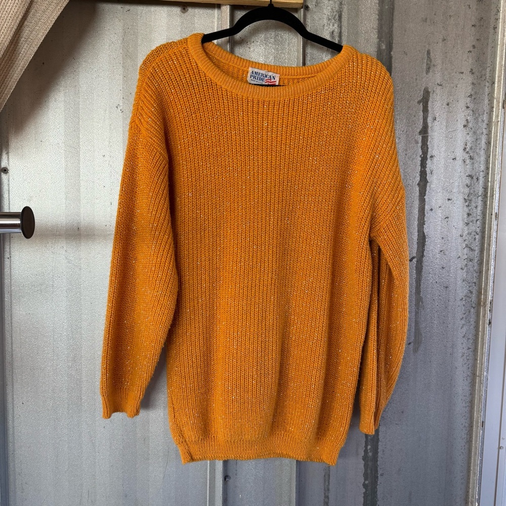 American Pride Orange and Metallic Knit Sweater